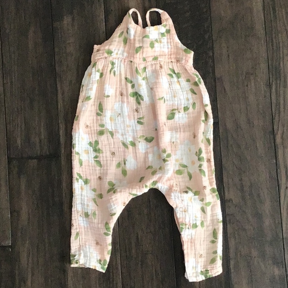 Angel Dear Floral Peach Girls Jumpsuit, 18-24 months